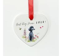 Image Industry Best Dog Mum Poodle Black Ceramic Heart - Gift for Mum - Dog Mum - Mother's Day Gift