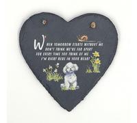 Image Industry Bichon Frise Memorial Slate Heart Keepsake - Dog Remembrance Plaque Sympathy Gift Pet Loss Ornament Hanging Decoration
