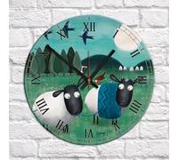 Image Industry 'Bobbin and the Woolly Jumpers' Sheep Clock - Glass Clock - Wall Clock - Wildlife - Dog Gift