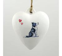 Image Industry Border Collie Ceramic Heart Bauble - Dog Lovers - Gift for the Home - Hanging Ornament