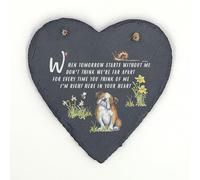 Image Industry Bulldog Memorial Slate Heart Keepsake - Pet Remembrance Plaque