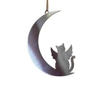 Image Industry Cat With Wings Silhouette Steel Moon Crescent - Hanging Ornament - Pet Memorial - Cat Lovers