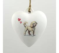 Image Industry Cavapoo Blonde Ceramic Heart Bauble - Dog Lovers - Gift for the Home - Hanging Ornament