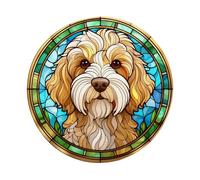 Image Industry Cockapoo Apricot Circular Glass Suncatcher Worktop Saver - Chopping Board - Dog Lovers - Kitchen Decor - Kitchen Gift
