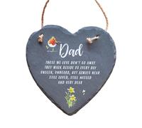 Image Industry Dad Memorial Slate Heart Hanging Plaque - Robin Remembrance Gift Sympathy Keepsake Garden & Home Decoration