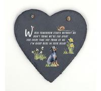 Image Industry Doberman Memorial Slate Heart Keepsake - Dog Remembrance Plaque Sympathy Gift Pet Loss Ornament Hanging Decoration