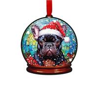 Image Industry French Bulldog Snow Globe Decoration Tree Decorations - Dog Lovers - Pet Memorial - Baubles (Grey French Bulldog)