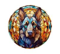 Image Industry German Shepherd Black Circular Glass Suncatcher Worktop Saver - Chopping Board - Dog Lovers - Kitchen Decor - Kitchen Gift