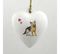 Image Industry German Shepherd Ceramic Heart Bauble - Dog Lovers - Gift for the Home - Hanging Ornament