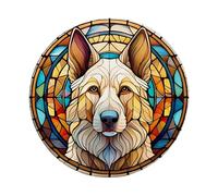 Image Industry German Shepherd White Circular Glass Suncatcher Worktop Saver - Chopping Board - Dog Lovers - Kitchen Decor - Kitchen Gift