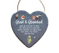 Image Industry Gran & Grandad Slate Heart Decoration - Hand Finished Natural Slate Ornament - Printed Heart Plaque - UK Designed Keepsake Style Gift