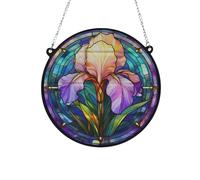 Image Industry Iris Stained Glass Effect Suncatcher - Garden Gift - Flower Lovers - Floral Gifts (13cm)