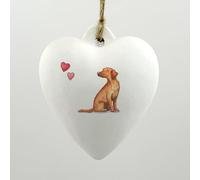 Image Industry Labrador Fox Red Ceramic Heart Bauble - Dog Lovers - Gift for the Home - Hanging Ornament