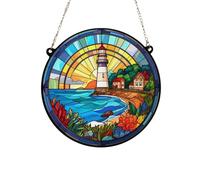Image Industry Lighthouse Stained Glass Effect Suncatcher - Hanging Ornament - Animal Lovers - New Home - Acrylic (13cm)