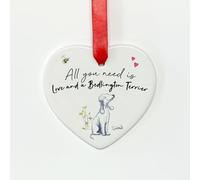 Image Industry Love and a Bedlington Terrier Ceramic Heart - Dog gift - Dog for Cat Lover - Dog Memorial Gift