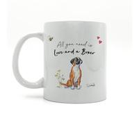 Image Industry Love and a Boxer Looking Up Ceramic Mug - Dog Lovers - Drinking Mug - Dog Mug