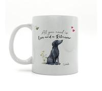 Image Industry Love and a Flat Coated Retriever Ceramic Mug - Dog Lovers - Drinking Mug - Dog Mug