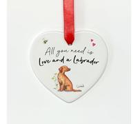 Image Industry Love and a Labrador Fox Red Ceramic Heart - Gift for Dog Lovers and Memorials