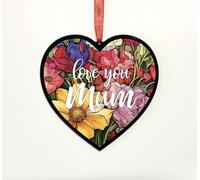 Image Industry Love You Mum Stained Glass Effect Heart Suncatcher - Garden Gift - Mum Gift - Mother's Day (13cm)