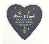 Image Industry Mum and Dad Memorial Slate Heart Robin Hanging Ornament
