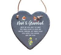 Image Industry Nan & Grandad Memorial Slate Heart Hanging Plaque - Robin Remembrance Gift Sympathy Keepsake Garden & Home Decoration