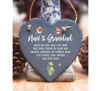 Image Industry Nan & Grandad Slate Heart - Hanging Slate - Memorial Gift - Robin Lovers