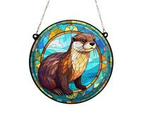 Image Industry Otter Stained Glass Effect Suncatcher - Hanging Ornament - Animal Lovers - New Home - Acrylic (13cm)
