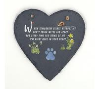 Image Industry Paw Print Memorial Slate Heart Keepsake - Pet Remembrance Plaque Sympathy Gift Dog Cat Memorial Hanging Ornament