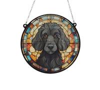 Image Industry Poodle Black Stained Glass Effect Suncatcher - Garden Gift - Dog Gift - Pet Memorial (19cm)