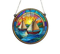 Image Industry Sailing Boat Stained Glass Effect Suncatcher - Hanging Ornament - New Home - Acrylic (19cm)