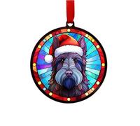 Image Industry Scottish Terrier in Santa Hat Suncatcher Decoration - Christmas Tree Bauble - Dog Lovers - Stocking Filler - Baubles