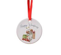 Image Industry Shih Tzu Ceramic Circle Decoration Festive - Dog Gift- Hanging Decoration - Tree Decoration