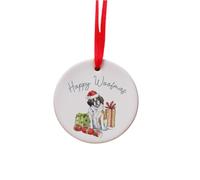 Image Industry St Bernard Ceramic Circle Decoration Festive - Dog Gift- Hanging Decoration - Tree Decoration