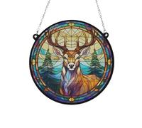 Image Industry Stag Stained Glass Effect Suncatcher - Garden Gift - Animal Lovers - Stag Lovers (13cm)