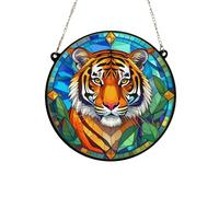 Image Industry Tiger Stained Glass Effect Suncatcher - Hanging Ornament - Animal Lovers - New Home - Acrylic (19cm)