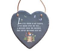 Image Industry Watching Over Me Slate Heart Hanging Plaque - Robin Memorial Gift Remembrance Keepsake Sympathy Decoration for Home & Garden