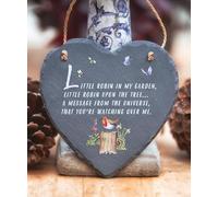 Image Industry Watching Over Me Slate Heart - Hanging Slate - Memorial Gift - Robin Lovers