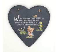 Image Industry Yorkshire Terrier Memorial Slate Heart Keepsake - Dog Remembrance Plaque Sympathy Gift Pet Loss Ornament Hanging Decoration