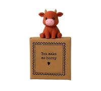 Image Industry “You Make Me” Tiny Little Gift - Highland Cow Mini Figurine Keepsake | Best Friend Sentimental Gift | Cute UK Handmade Token Present
