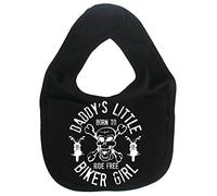 Image is Everything IiE, Daddy's Little Biker Girl Born to Ride Free, Baby Girl Soft Cotton Feeding Bib, Black