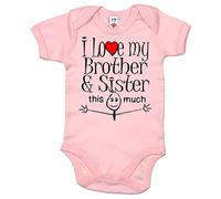 Image is Everything IiE, I Love My Brother & Sister This Much, Cute Baby Unisex Bodysuit 0-3m Pink