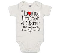 Image is Everything IiE, I Love My Brother & Sister This Much, Cute Baby Unisex Bodysuit 0-3m White