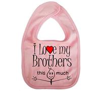 Image is Everything IiE, I Love My Brothers This Much, Sibling Baby Unisex Soft Cotton Feeding Bib, Pink