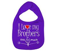 Image is Everything IiE, I Love My Brothers This Much, Sibling Baby Unisex Soft Cotton Feeding Bib, Purple