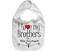 Image is Everything IiE, I Love My Brothers This Much, Sibling Baby Unisex Soft Cotton Feeding Bib, White