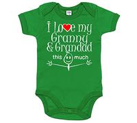 Image is Everything IiE, I Love My Granny & Grandad This Much, Cute Baby Unisex Bodysuit 0-3m Green