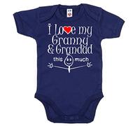 Image is Everything IiE, I Love My Granny & Grandad This Much, Cute Baby Unisex Bodysuit 0-3m Navy Blue