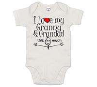 Image is Everything IiE, I Love My Granny & Grandad This Much, Cute Baby Unisex Bodysuit 3-6m White