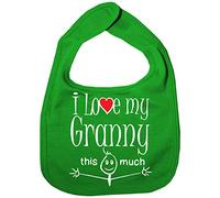 Image is Everything IiE, I Love My Granny This Much, Grandson Granddaughter Baby Unisex Soft Cotton Feeding Bib, Green