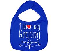 Image is Everything IiE, I Love My Granny This Much, Grandson Granddaughter Baby Unisex Soft Cotton Feeding Bib, Royal Blue